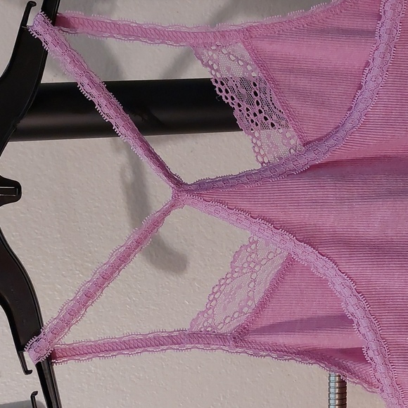 Lavender Lace Racerback Ribbed Tank Top - Picture 3 of 5